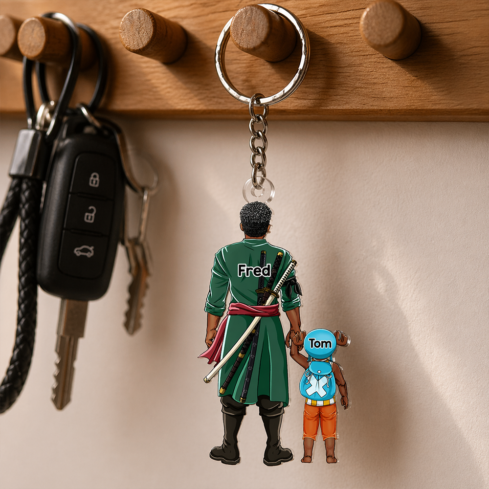 “Dad, You're Our Hero” - Custom Keychain, Gift for Dad, Grandpa, and Every Special Father Keychains PopCulturePrints
