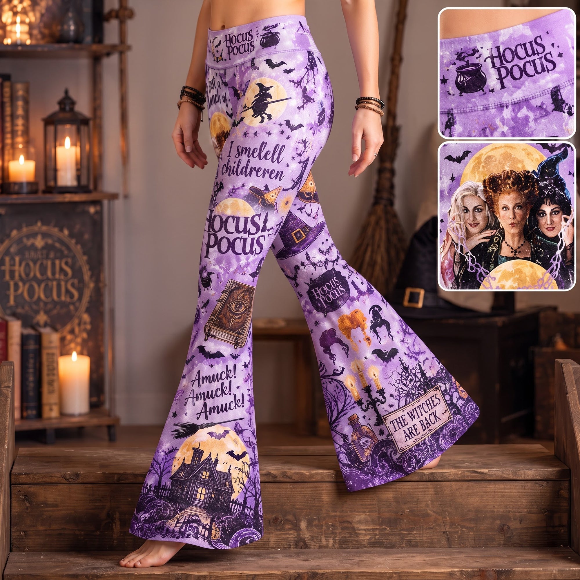 “It’s Just a Bunch of Hocus Pocus” - Badass Witch Flare Leggings, Personalized Gifts for Witch Lovers