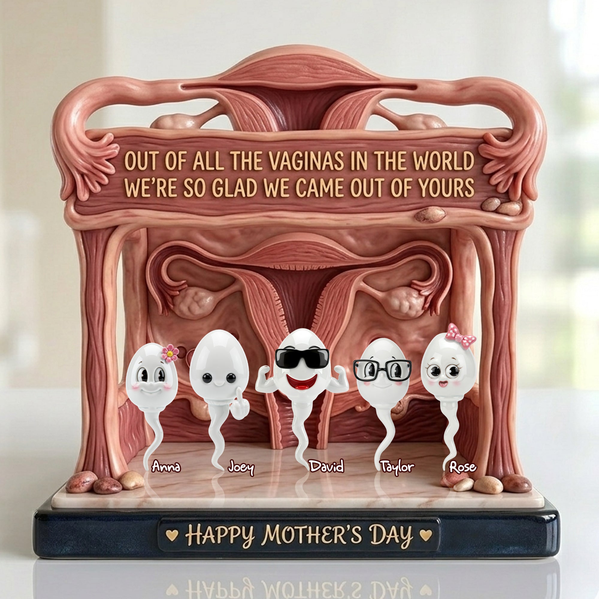 Out of All the Vaginas in the World, We're So Glad We Came Out of Yours - Funny Rude Mom Acrylic Plaque - Personalized Gift for Mom and Grandma Shaped Plaques PopCulturePrints