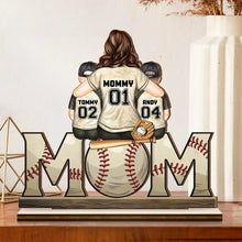 Load image into Gallery viewer, Baseball Mom And Kids - Personalized Custom Shaped 2-Layered Wooden Plaque Wooden Plaque PopCulturePrints
