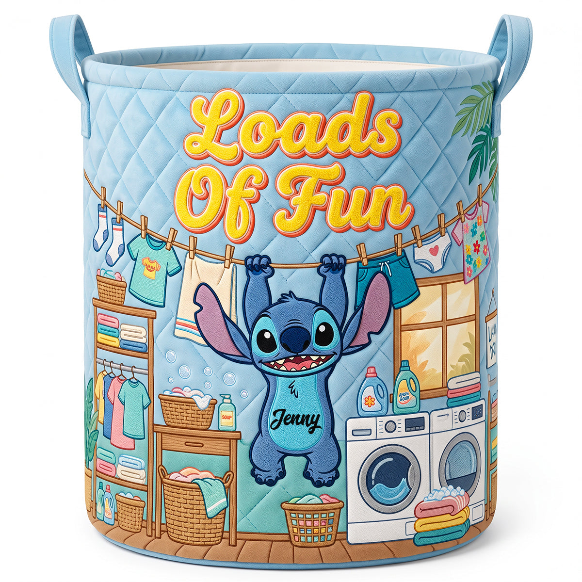Loads Of Fun Quilted Laundry Basket - Personalized Gift for Everyone