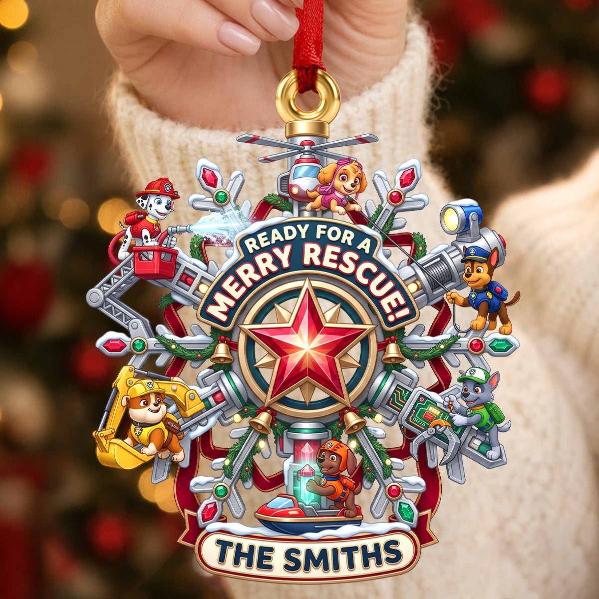 Customizable Puppy Squad Christmas Ornament - Perfect Personalized Gift for Dog Lovers