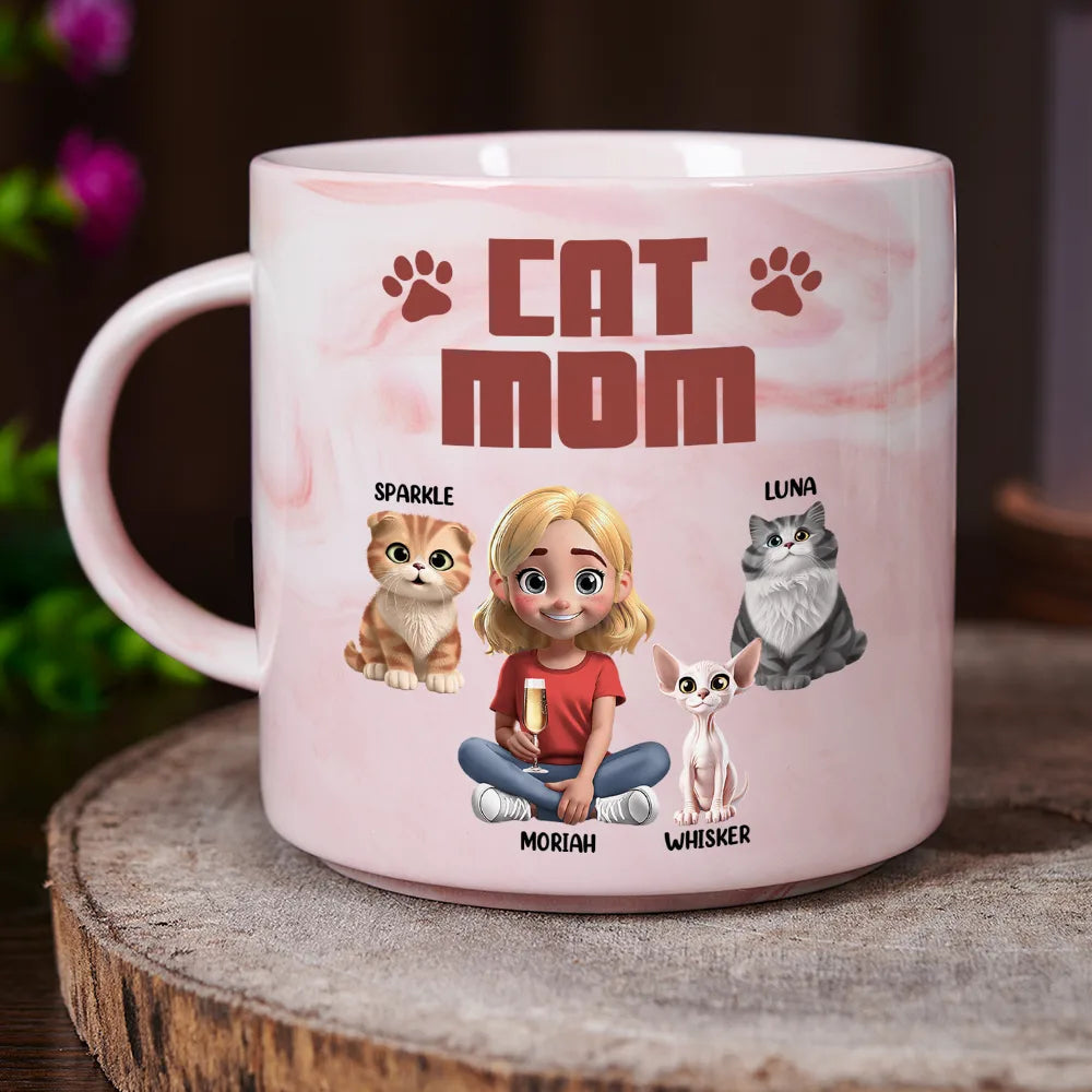 A Bond That Can't Be Broken - Personalized Marble Mug for Cat Lovers Marble Mug PopCulturePrints