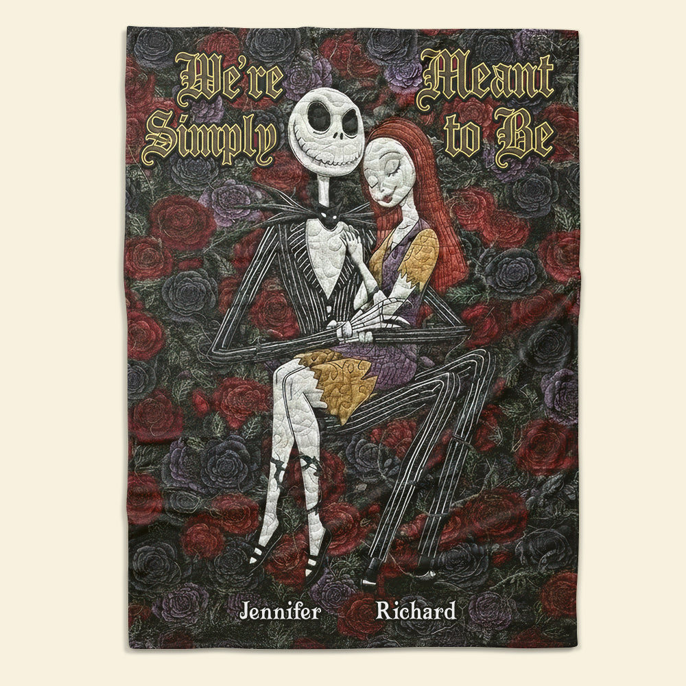 We're Simply Meant to Be - Personalized Spooky Couple Blanket Blanket PopCulturePrints