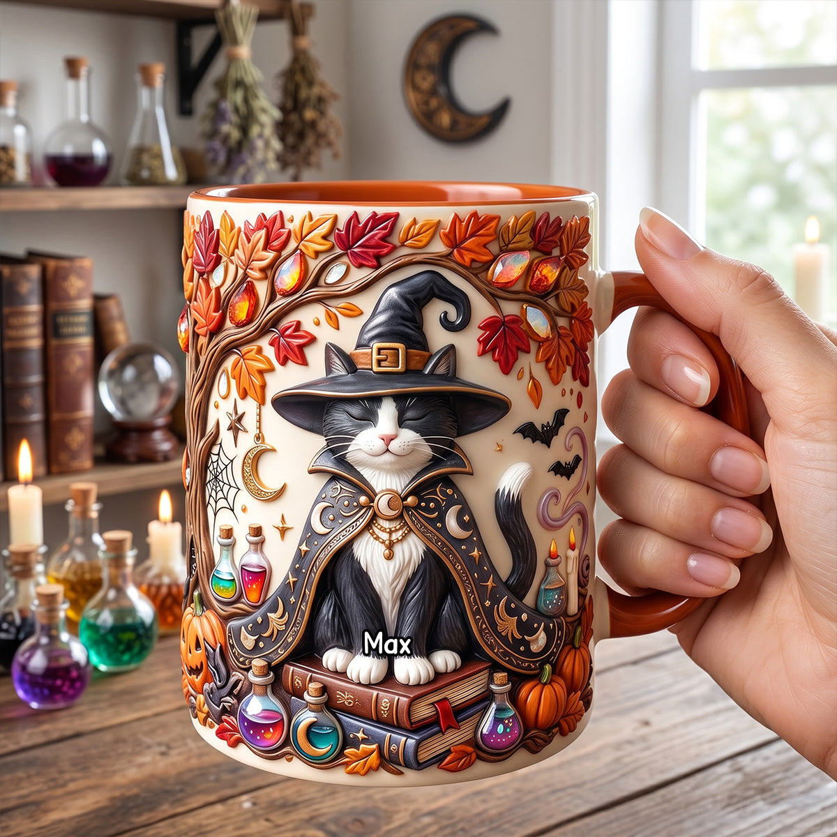 Embrace the Magic: Witch Cat Coffee Mug - Personalized Gift for Cat Lovers