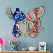 Load image into Gallery viewer, Stitched Together Forever - Cute Alien Couple Mirror - Personalized Gift for Couples Mirror PopCulturePrints
