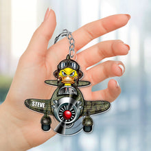 Load image into Gallery viewer, Personalized Cartoon Duck Pilot Keychain
