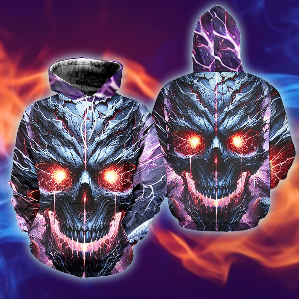 Skull Lover's Hoodie: Fiery Skull Design AOP Products PopCulturePrints