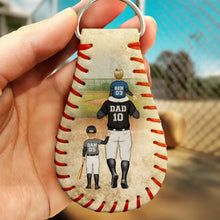 Load image into Gallery viewer, Thank You For Teaching Me To Play - Personalized Leather Baseball Keychain | Perfect Gift for Dad and Grandpa Leather Baseball Keychain PopCulturePrints
