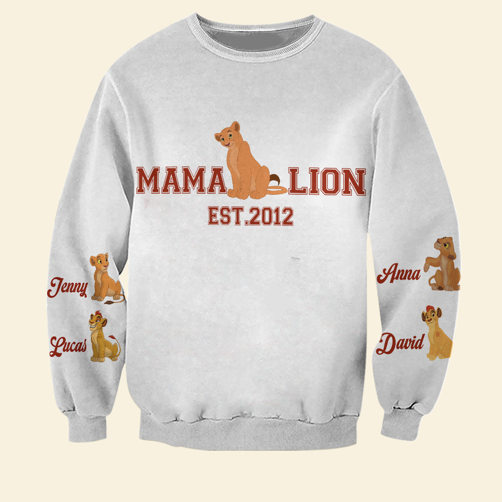 “Mama Lion - Fierce Love of a Mother” - Personalized Mom Shirt - Gift for Mom, Grandma, and More AOP Products PopCulturePrints