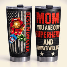 Load image into Gallery viewer, Best Mom Ever! Mom, You Are Our Superhero - Personalized Fist Bump Power Mom 20oz Tumbler - Perfect Gift for Mother’s Day, Grandma, and More Tumbler Cup PopCulturePrints
