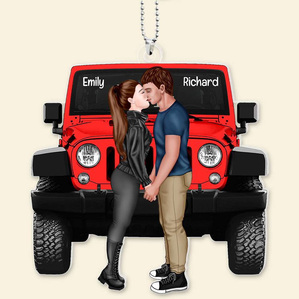 Personalized Couples Car Ornament - Kiss & Ride Customizable Gift