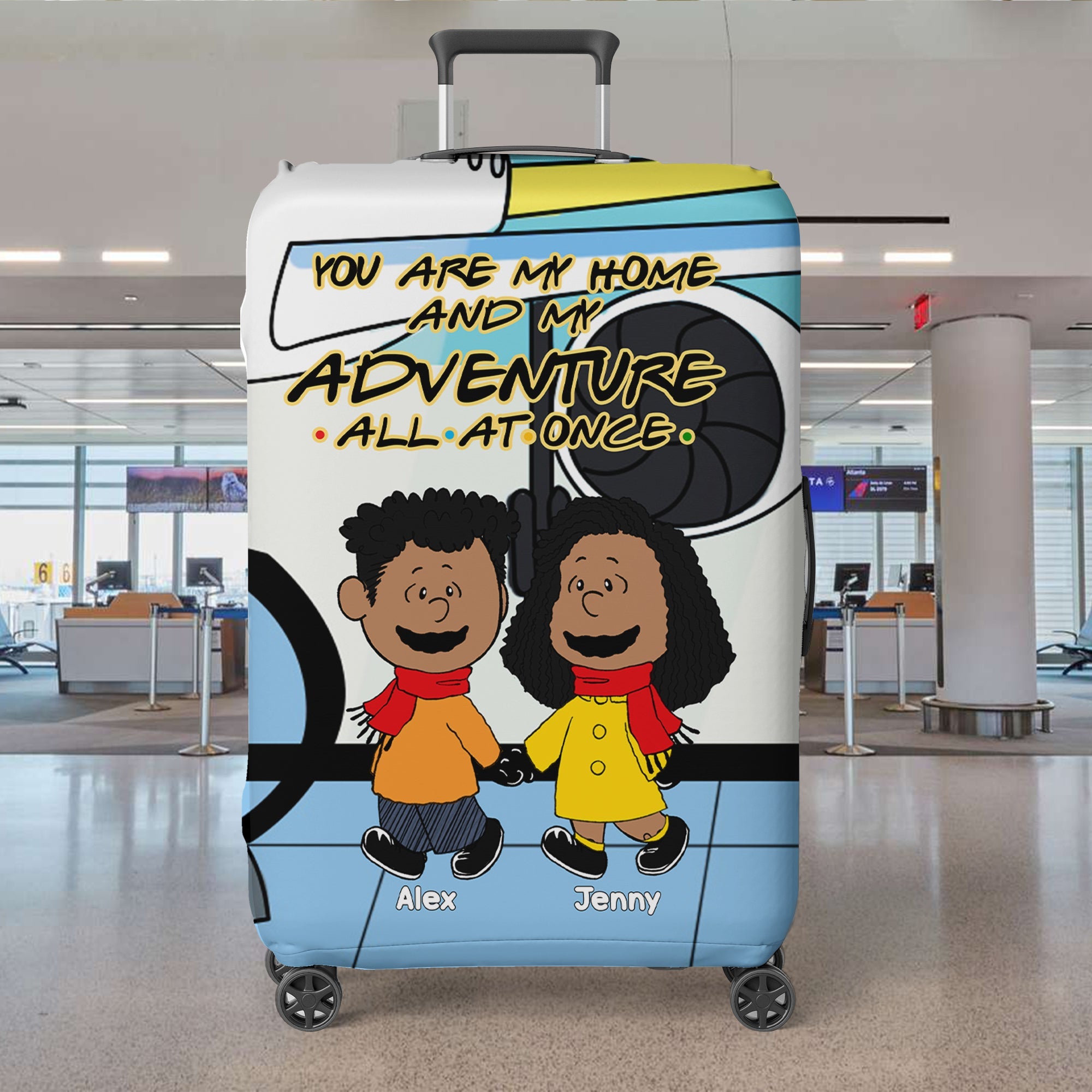 Personalized Couple's Luggage Cover - Adventure Theme - Valentine's Day Gifts Luggage Cover PopCulturePrints