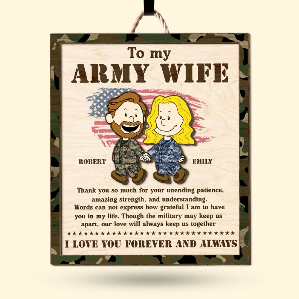 To My Army Wife - Personalized Wood Sign - Unique Gifts for Veterans & Military Couples Wood Sign PopCulturePrints