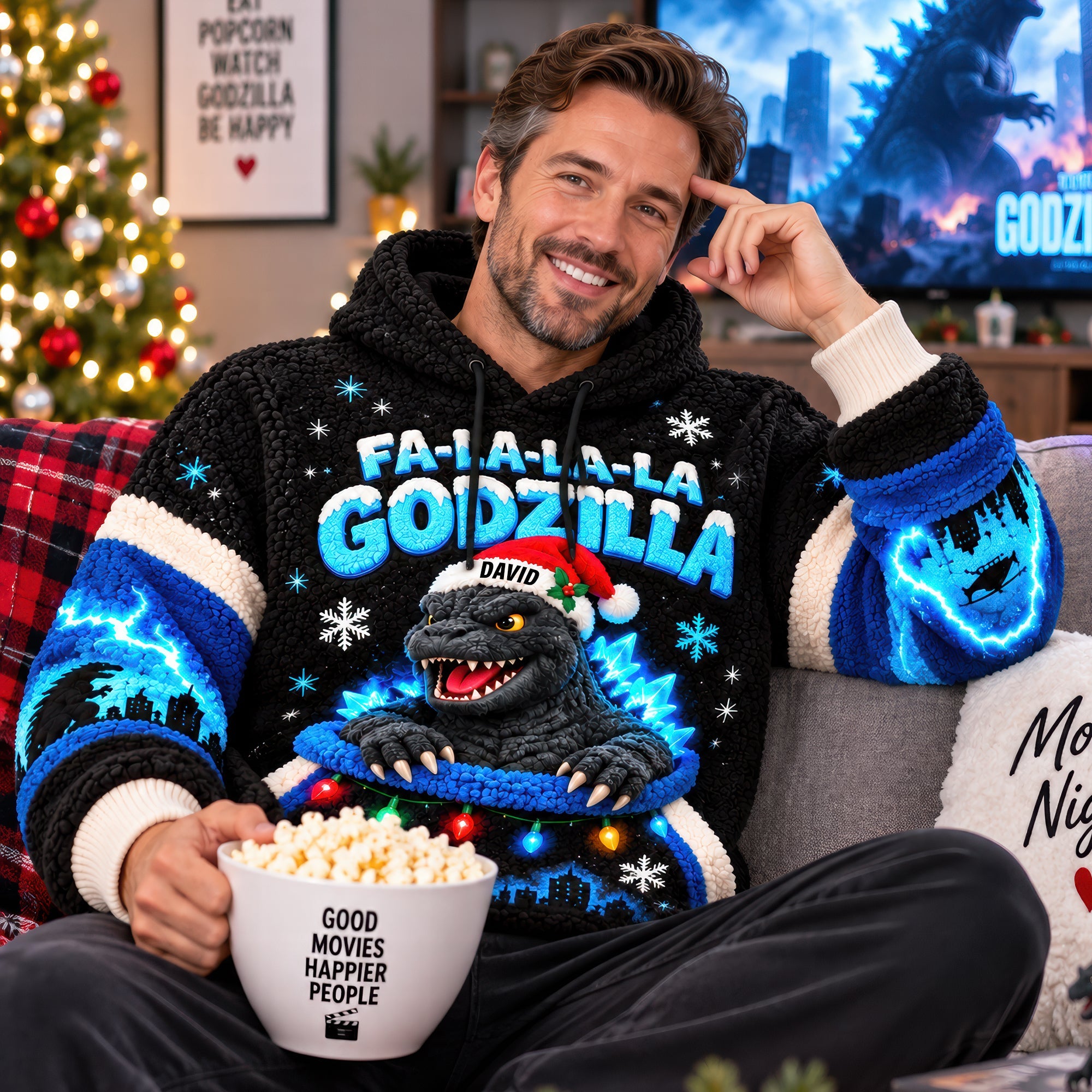 FA-LA-LA-LA GODZILLA Sweater - Personalized Christmas Gift for Monster Lovers