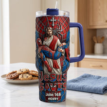 Load image into Gallery viewer, “Jesus Saves” - Personalized 40oz Tumbler for Christians
