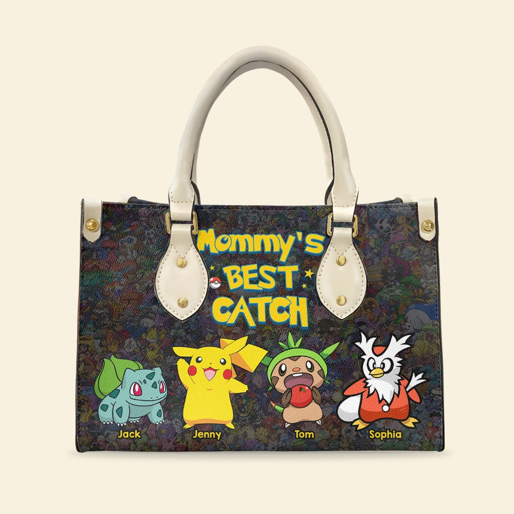 Customizable Mommy's Best Catch Handbag - Personalized Video Game Inspired Gift Leather Bag PopCulturePrints