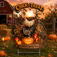 Load image into Gallery viewer, "Chick or Treat!" – Personalized Spooky Farm Halloween Chick Yard Sign - Unique Gift for Halloween Lovers
