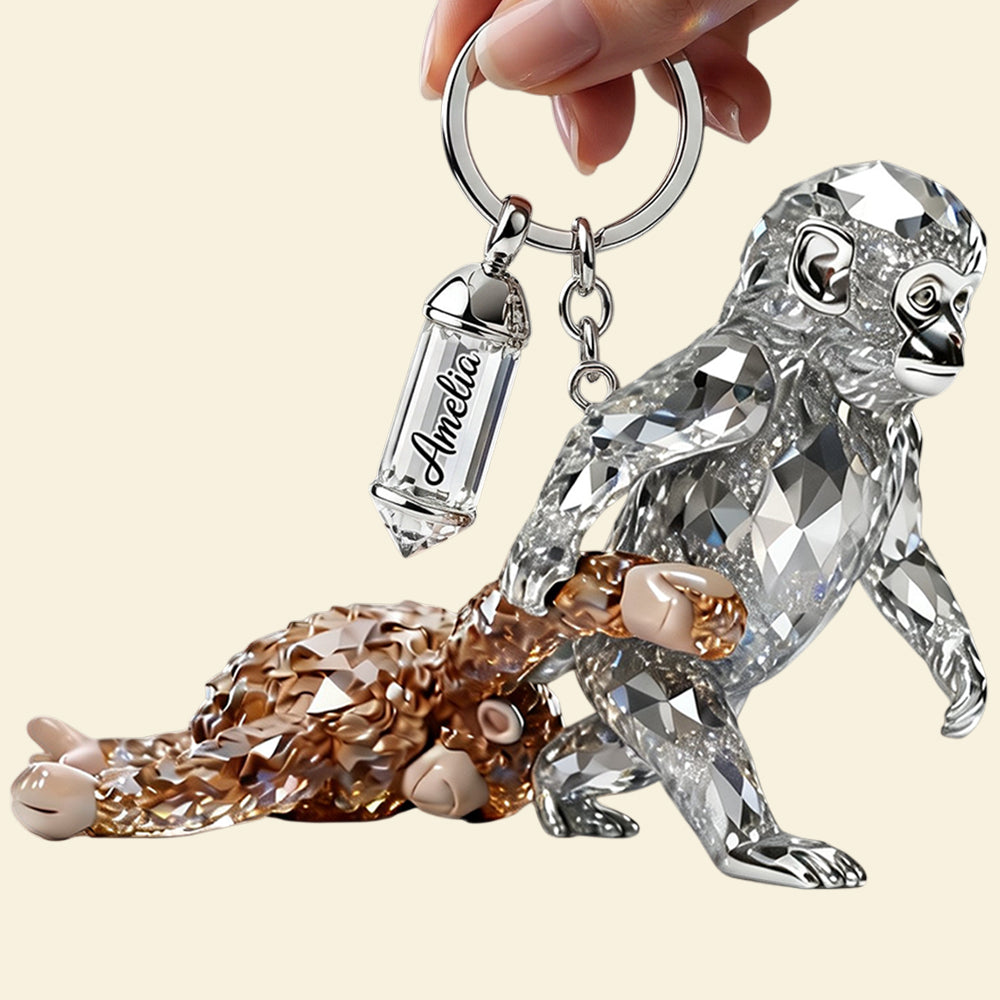 "Swing into Joy with a Monkey Twist" - Personalized Monkey Punch Viral Acrylic Keychain - Unique Gift for Monkey Lovers Keychains PopCulturePrints