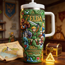 Load image into Gallery viewer, Celebrate Adventure: 40th Anniversary Tumbler - Personalized Gifts for Legend of Zelda Fans Tumbler Cup PopCulturePrints
