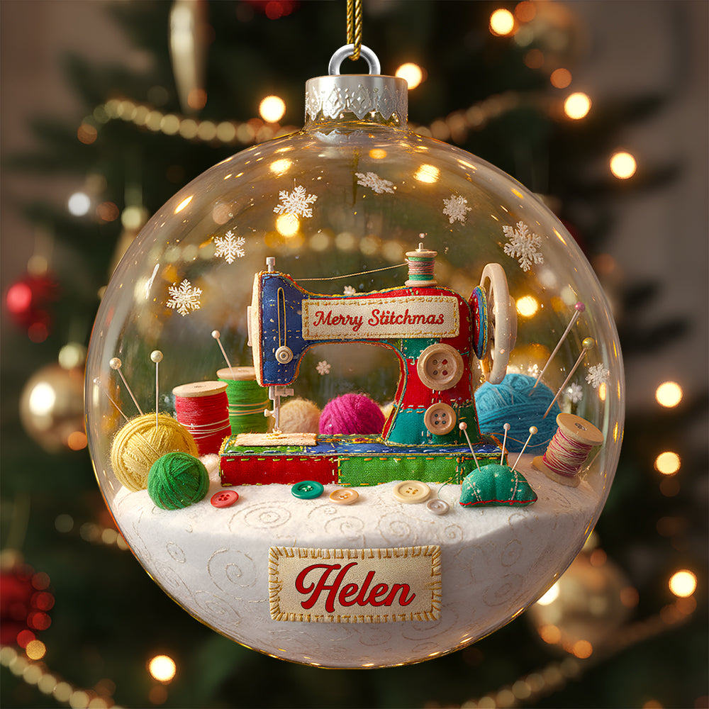 Merry Stitchmas Ornament – Personalized Gift for Sewing Lovers Ornament PopCulturePrints