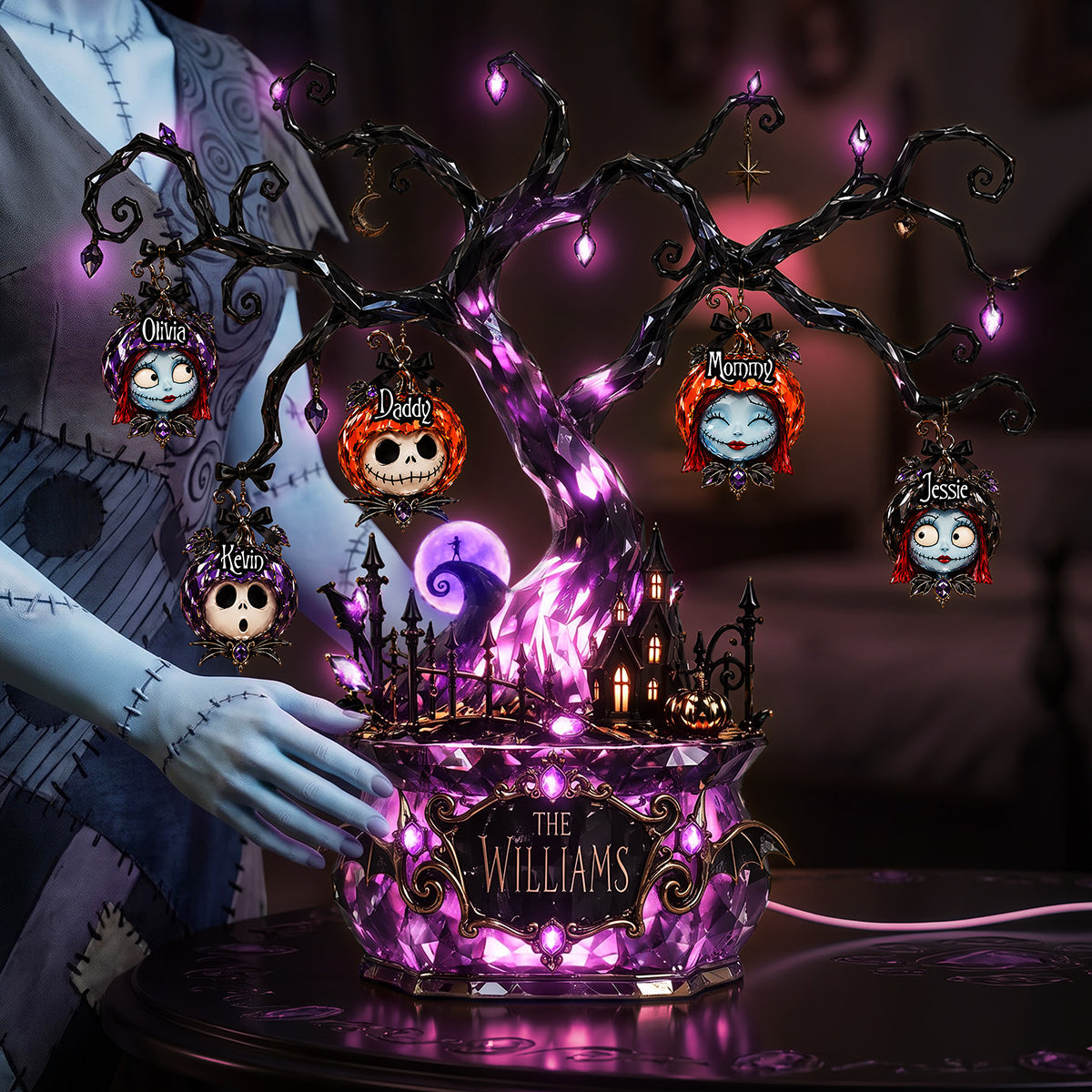 “Illuminate the Holidays with Spooktacular Charm” - Haunted Christmas Tree Light Box, Personalized Gift for Family