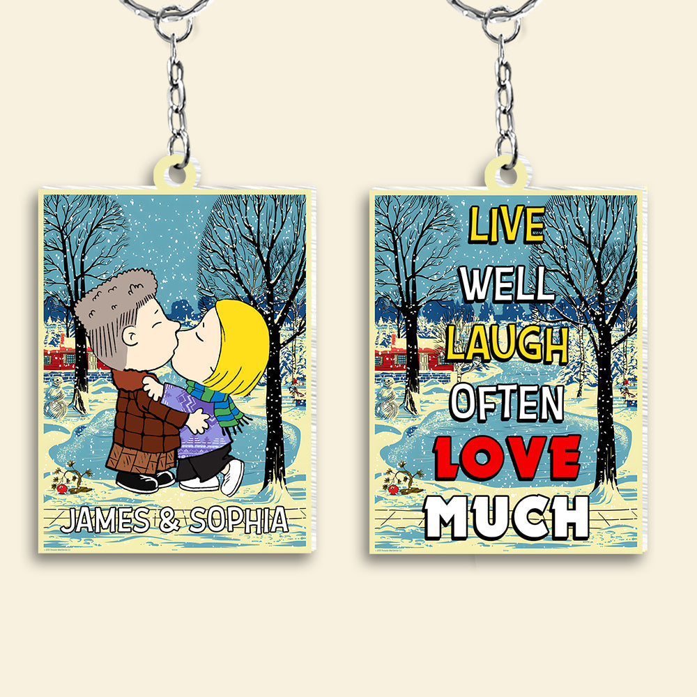 Personalized Four Seasons Couple Kissing Keychain