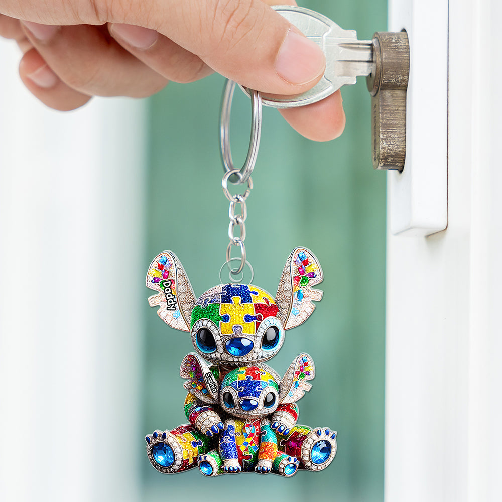 "Cherish Every Moment With Your Loved Ones" - Autism Dad Keychain - Personalized Gift for Dad, Grandpa, and More Keychains PopCulturePrints