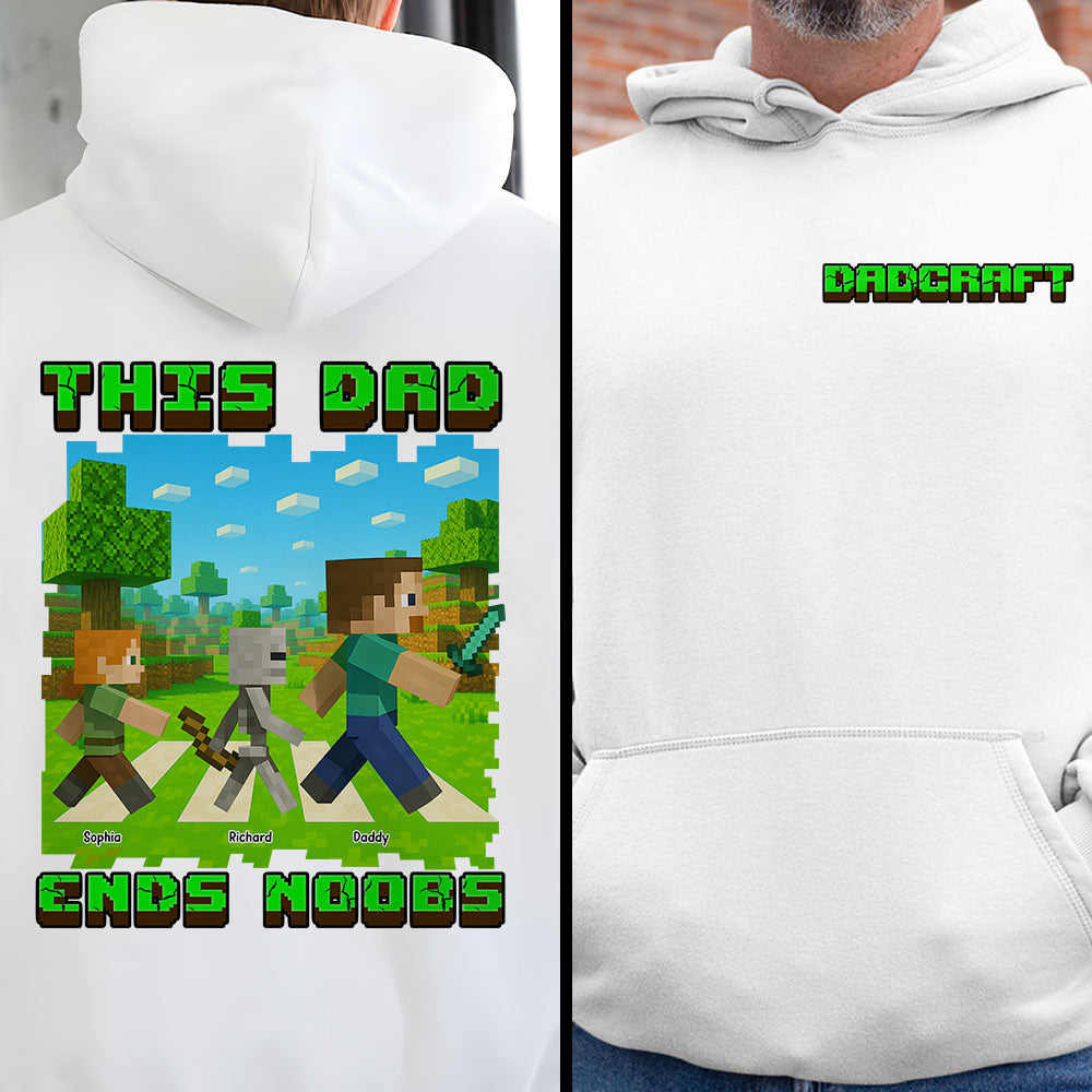"This Dad Ends Noobs!" - Custom Pixel Dad Shirt - Personalized Gifts for Dad, Grandpa, and Gaming Enthusiasts Shirts PopCulturePrints