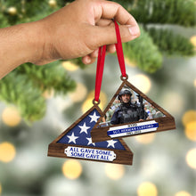 Load image into Gallery viewer, Personalized Memorial Christmas Ornament for Police - Folded Flag Design Ornament PopCulturePrints
