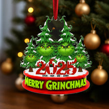 Load image into Gallery viewer, Merry Grinchmas 2025 – Personalized Christmas Ornament for Family Ornament PopCulturePrints
