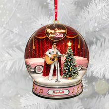 Load image into Gallery viewer, “Celebrate the King of Rock and Roll!” - Snowball Singer Fans Ornament - Personalized Gift for Elvis Fans Ornament PopCulturePrints
