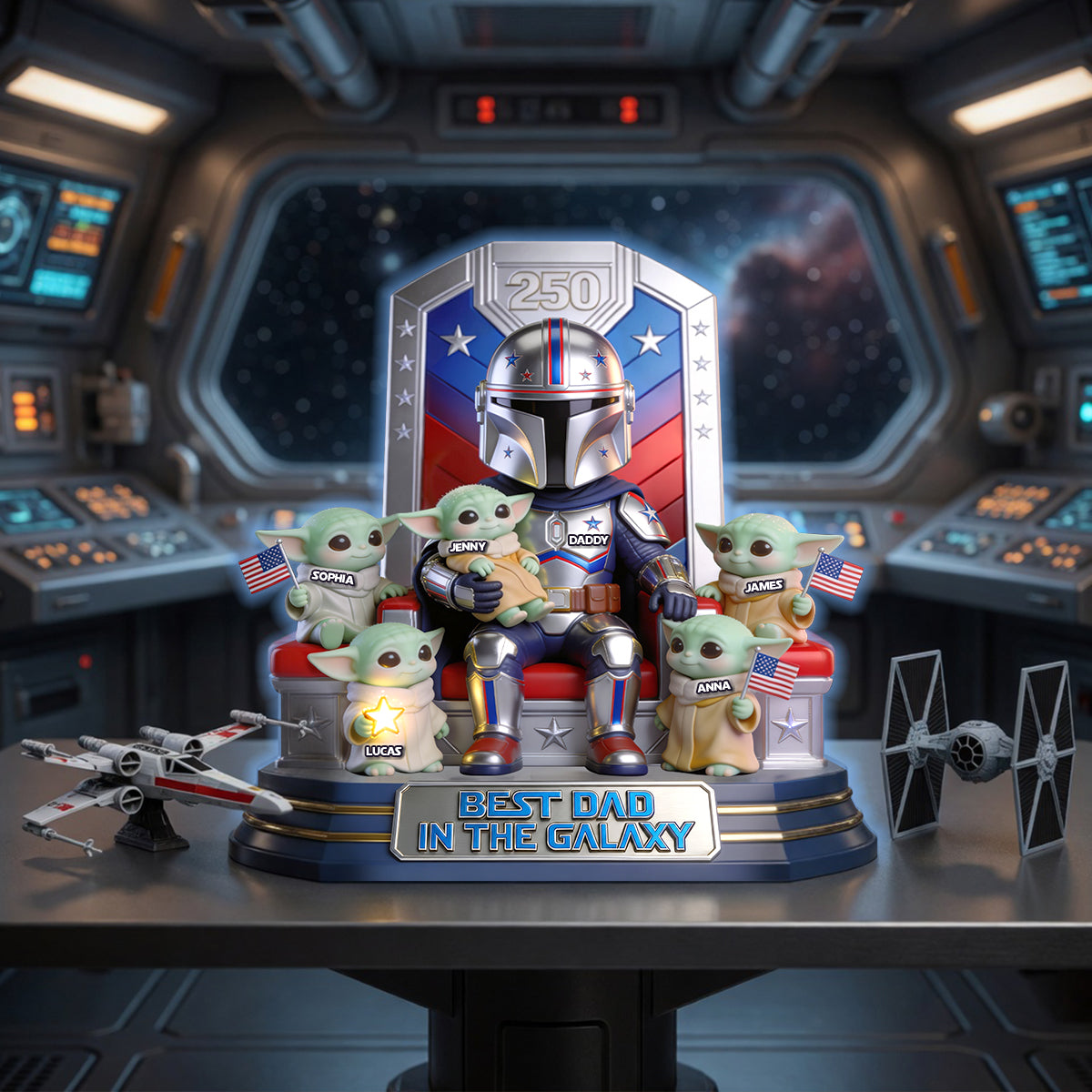 Best Dad In The Galaxy Light Box - Personalized Gift for Dad Light Box PopCulturePrints