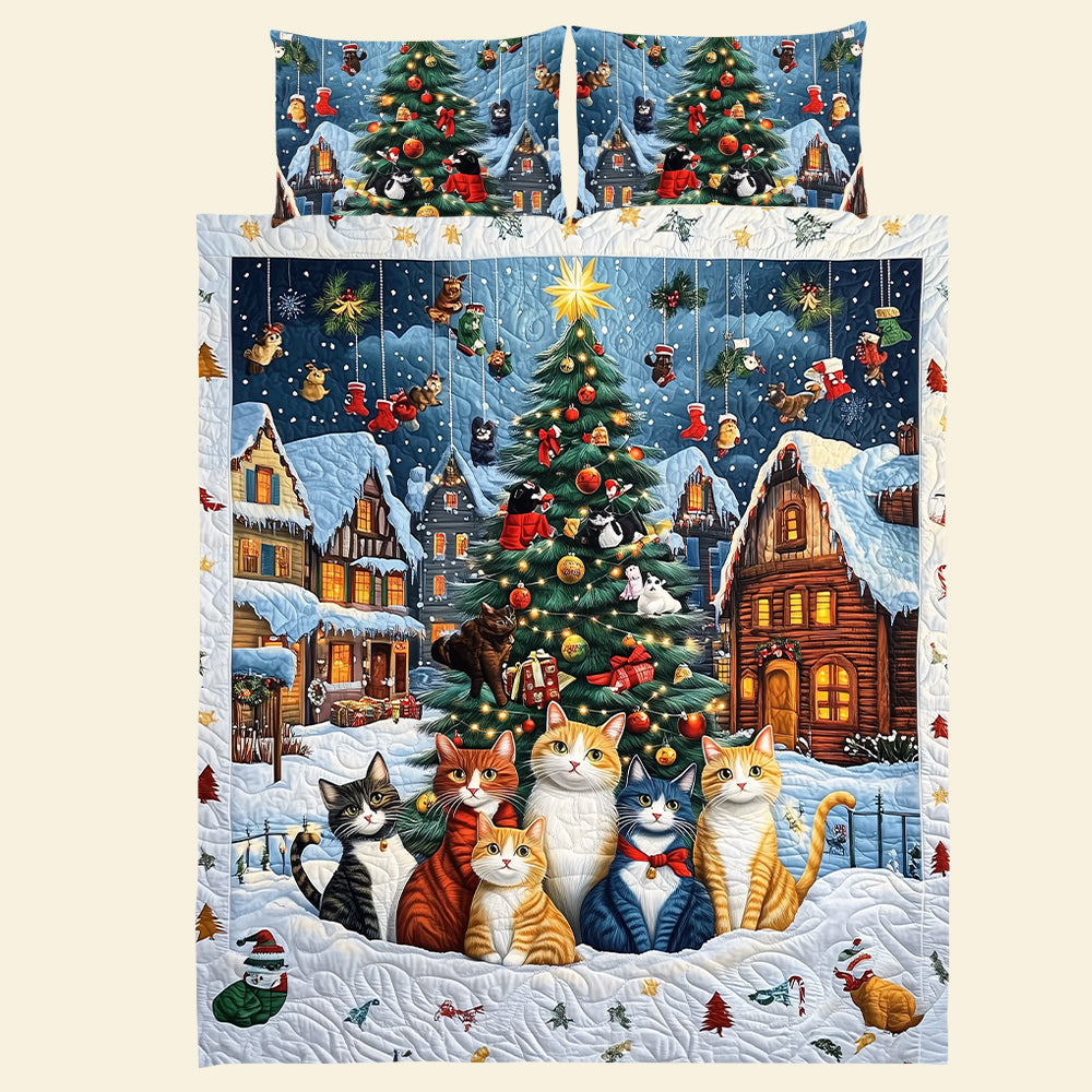 Festive Cat Lovers' Quilt Bed Set - Christmas Edition Blanket PopCulturePrints