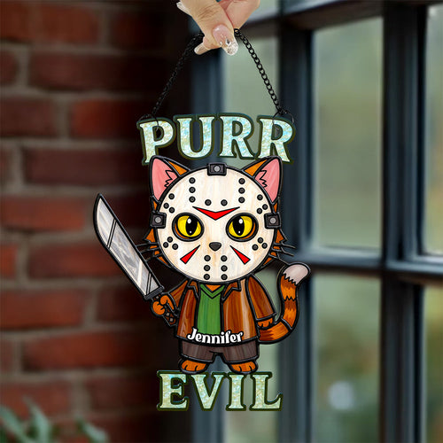 Purr Evil: Creepy Cute Cat Suncatcher Ornament - Personalized Gift for Cat Lovers & Horror Fans Ornament PopCulturePrints