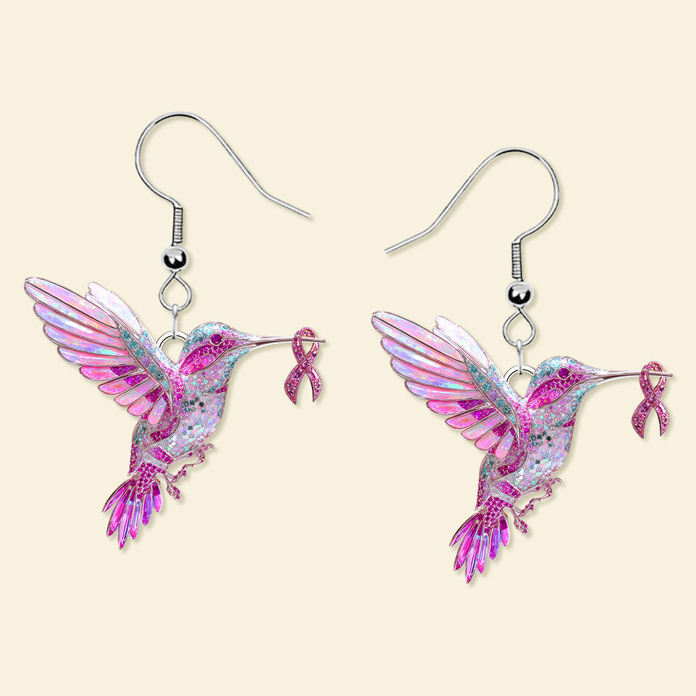 “Hope is the thing with feathers” - Personalized Hummingbird Earrings for Her, Meaningful Gift for Cancer Survivors & Loved Ones Earrings PopCulturePrints