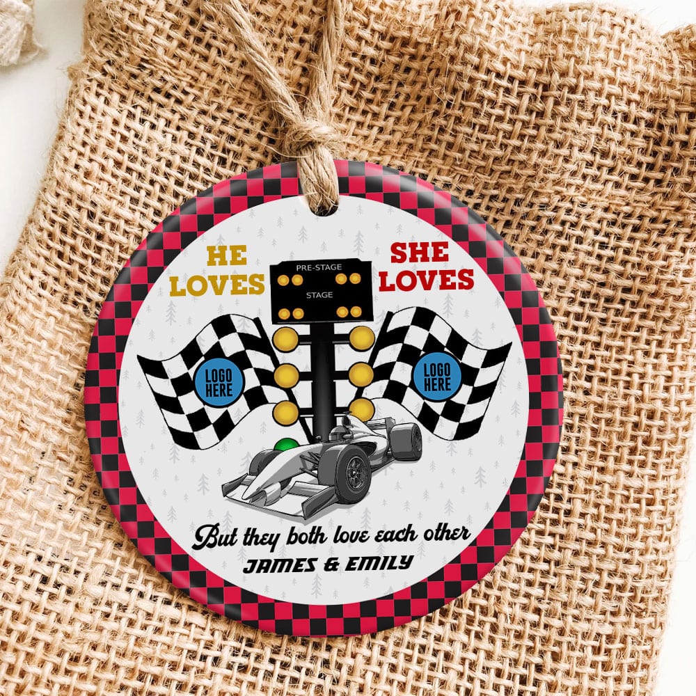 Custom Racing Ornament for Couples - Personalized Christmas Gift - Valentine's Day Gifts Ornament PopCulturePrints