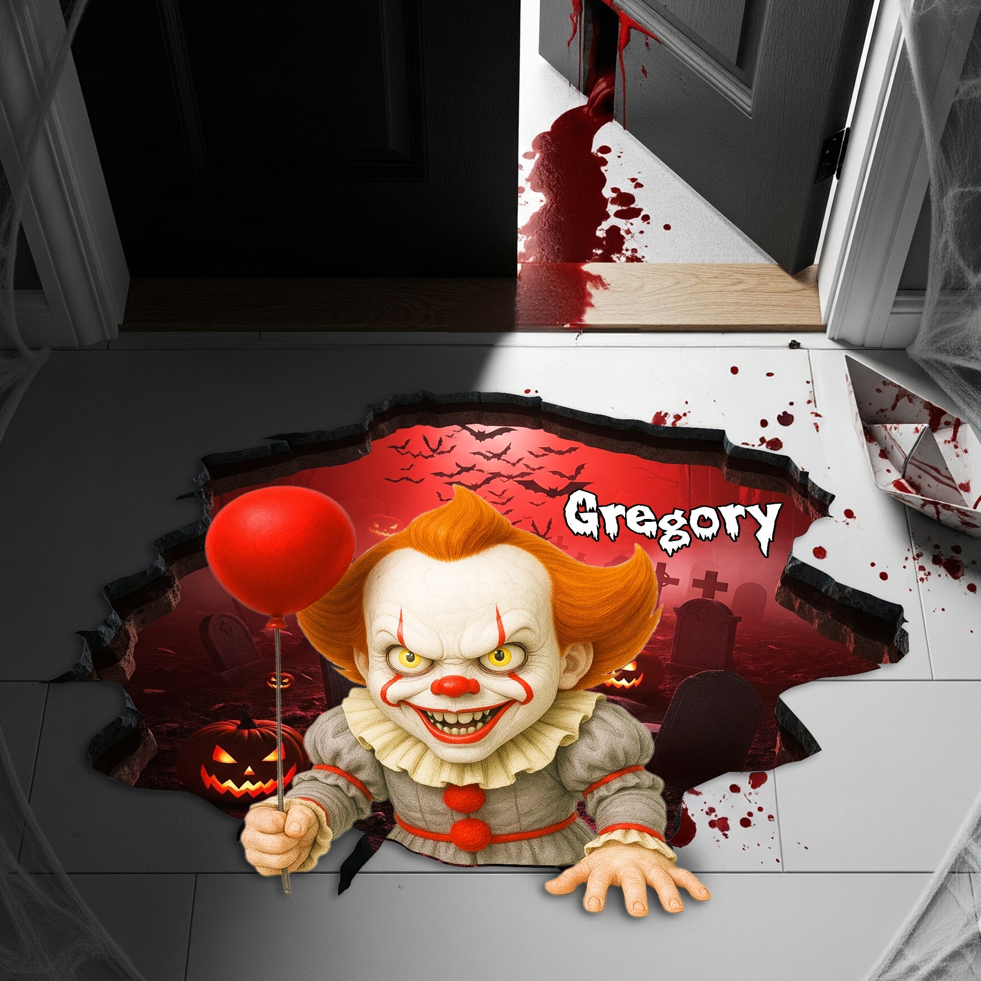 "Step Into the Scare!" - Halloween Scary Doormat - Personalized Gifts for Movie Fans Doormat PopCulturePrints