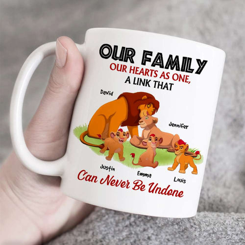 Personalized Lion Family Mug - Our Hearts As One Coffee Mug PopCulturePrints