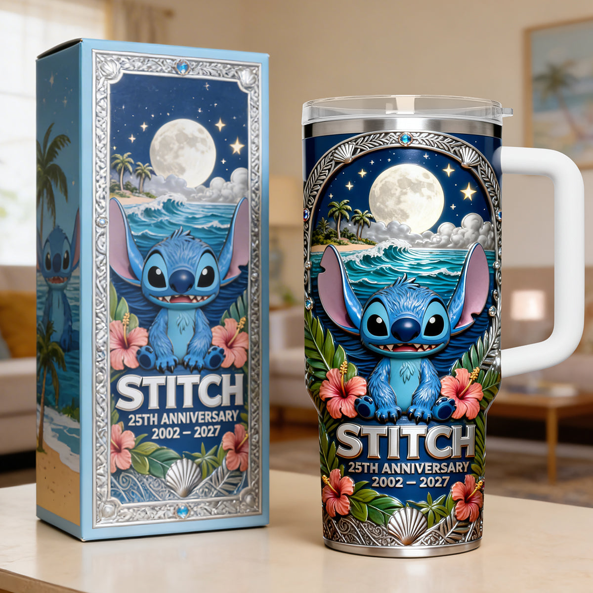 Celebrate Love with Stitch - Personalized 25th Anniversary Tumbler Tumbler Cup PopCulturePrints
