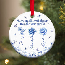 Load image into Gallery viewer, Sisters Are Different Flowers - Personalized Birth Month Flowers Ceramic Ornament for Besties Ornament PopCulturePrints
