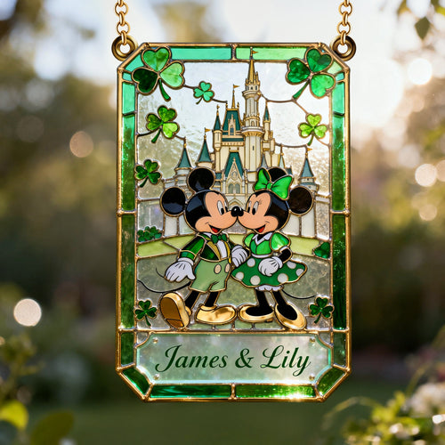 Love in Every Color: Personalized St. Patrick's Day Couple Suncatcher Ornament Ornament PopCulturePrints