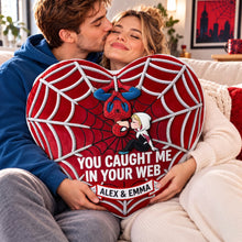Load image into Gallery viewer, You Caught Me In Your Web - Romantic Kissing Duo Pillow | Personalized Love Gift for Couples Pillow PopCulturePrints
