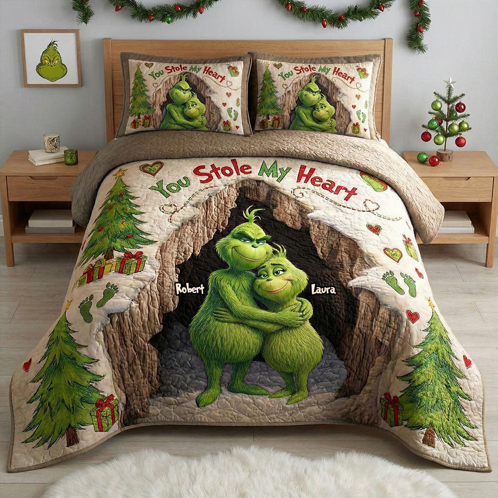 "You Stole My Heart" - Personalized Quilt Bedding Set for Couples - A Meaningful Custom Gift for Christmas Bedding Set PopCulturePrints