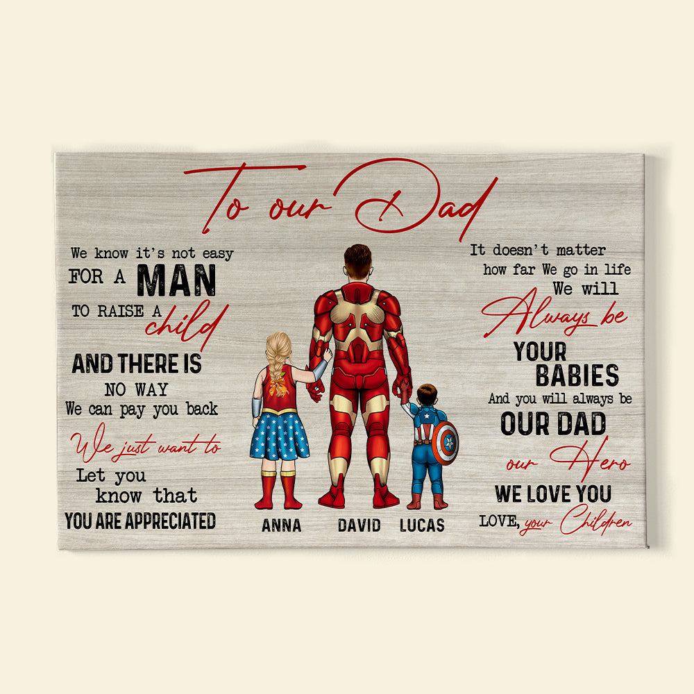 Hero Dad Personalized Canvas Print - Perfect Father's Day Gift Poster & Canvas PopCulturePrints