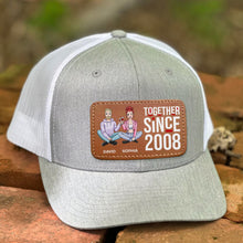 Load image into Gallery viewer, Personalized Leather Patch Hat for Couples - Together Since 2008 Caps PopCulturePrints
