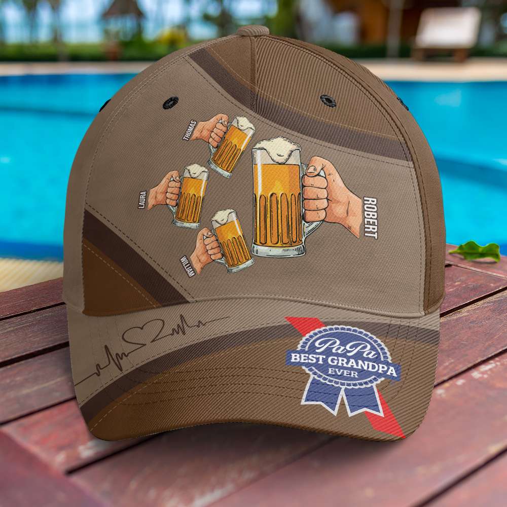 Customizable Grandpa Beer Mug Cap - Best Grandpa Ever