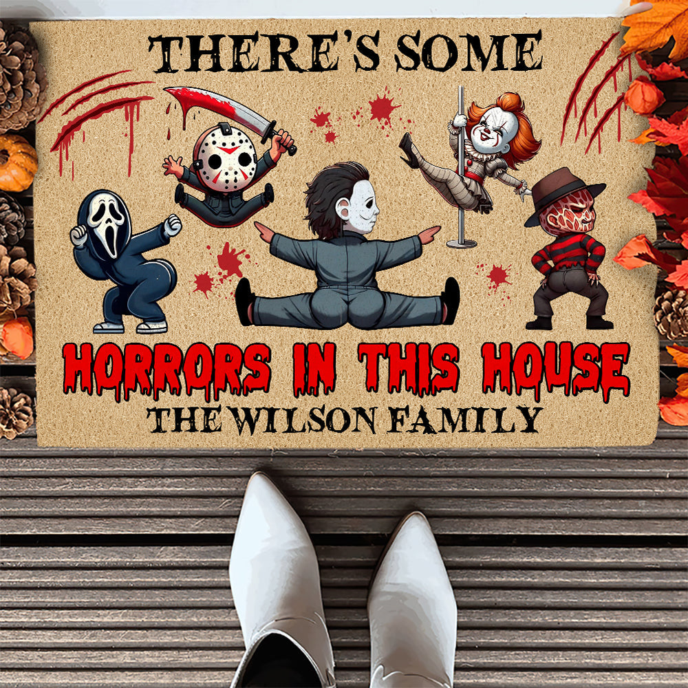 Personalized Funny Horror Movie Character Doormat - Horrors In This House