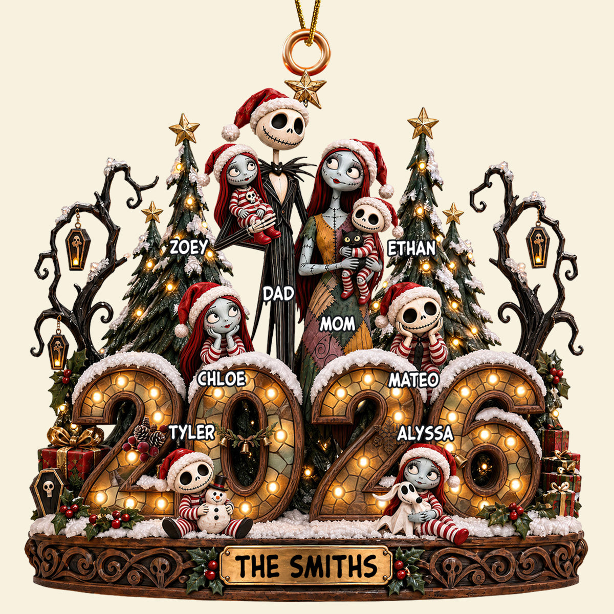 “Celebrate Your Spooky Family Spirit” - Spooky Family Christmas Ornament - Personalized Gifts for Family Ornament PopCulturePrints