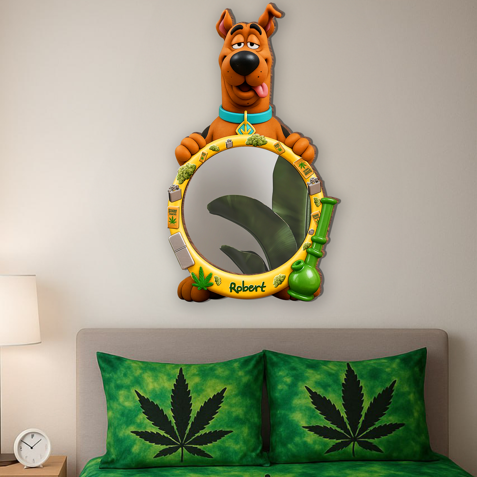 "Chill Out in Style with Your Personalized Touch" - Chill-Time Buddy Wall Hanging Mirror - Custom Gift for Stoner Fans Mirror PopCulturePrints